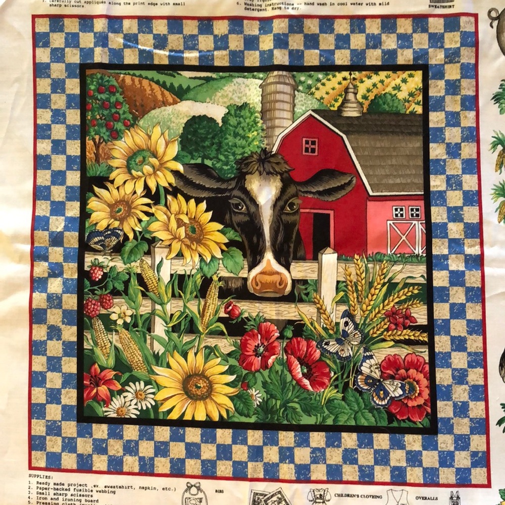 🐄 2-ONE YARD CRAFTING FABRIC PANELS BY JOAN KESSLER